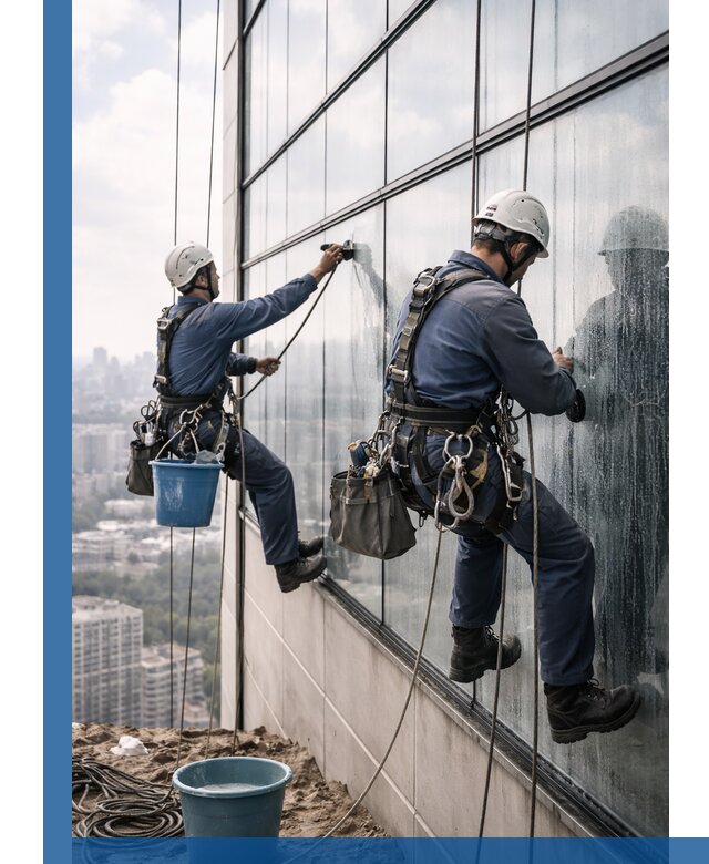 Профессиональная мойка фасадных окон альпинистами в Калининграде