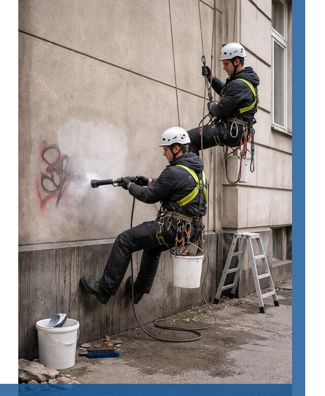 Удаление граффити с фасада в Калининграде от 4553 р. | ВЫСОТНИК-Клн