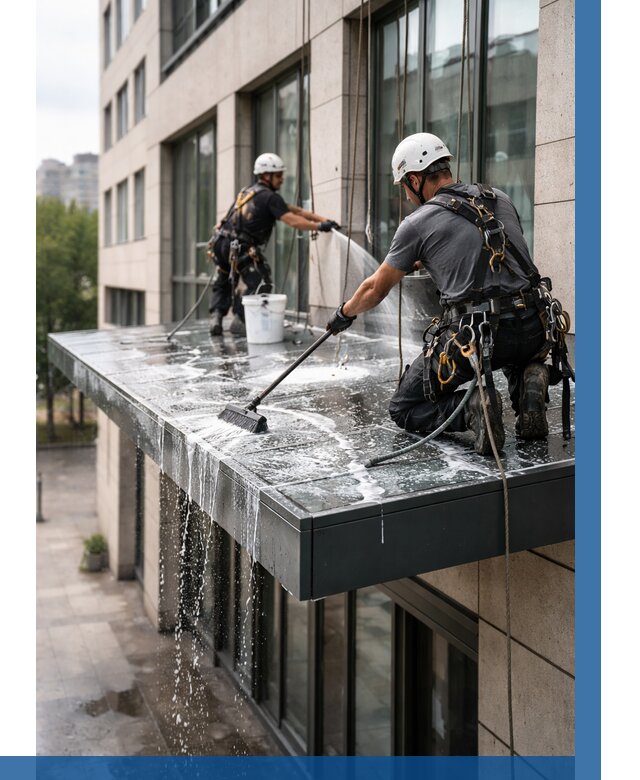 Мойка козырьков и навесов в Калининграде от 3541 р. | ВЫСОТНИК-Клн