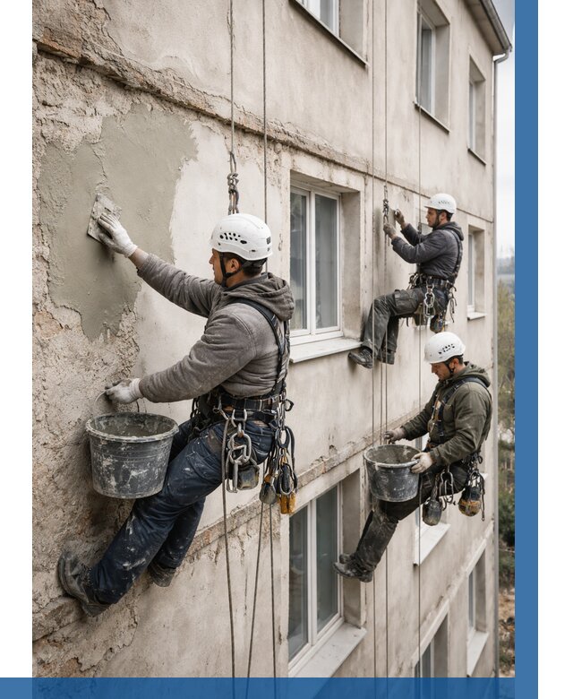 Ремонт штукатурного фасада в Калининграде от 759 р. под ключ | ВЫСОТНИК-Клн