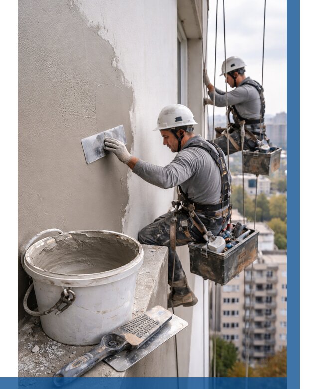 Шпаклевка фасада на высоте в Калининграде от 708 р. | ВЫСОТНИК-Клн