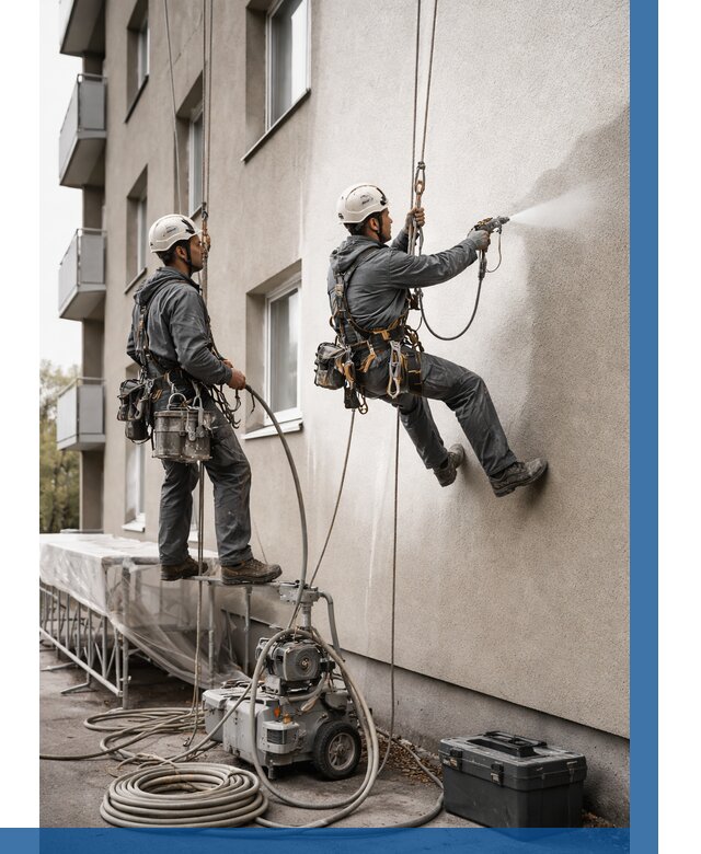 Безвоздушная покраска фасада в Калининграде от 223 р/м² | ВЫСОТНИК-Клн