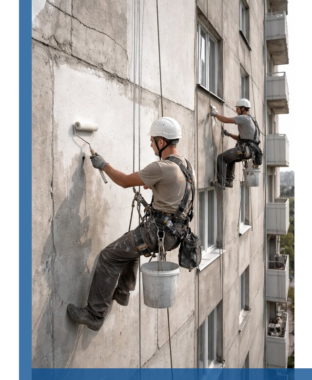 Покраска бетонного фасада в Калининграде для жилых и промышленных объектов