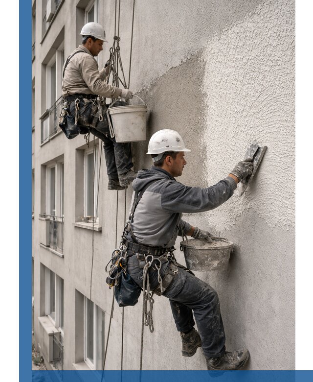 Нанесение декоративной штукатурки короед на фасад в Калининграде