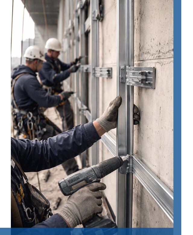 Монтаж подсистемы вентфасада в Калининграде от 860 р. | ВЫСОТНИК-Клн