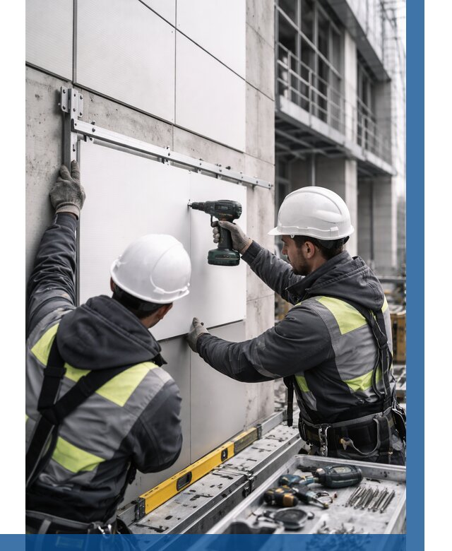 Монтаж композитных панелей фасада в Калининграде от 2530 р. | ВЫСОТНИК-Клн