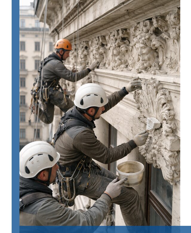 Реставрация фасадной лепнины с высотными работами в Калининграде