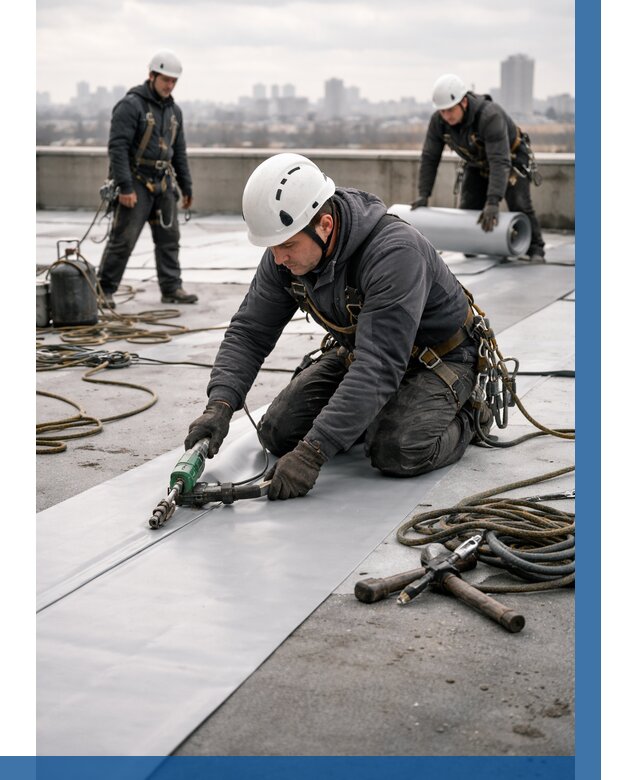 Ремонт мембранной кровли в Калининграде от 1821 р./м2 | ВЫСОТНИК-Клн