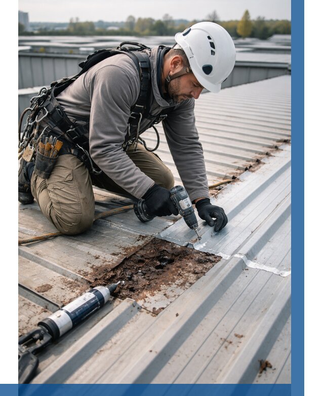 Ремонт профнастила на кровле в Калининграде от 708 р. | ВЫСОТНИК-Клн