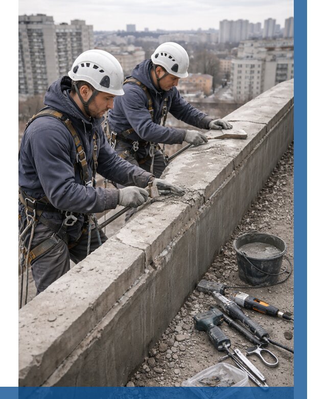 Ремонт парапета на кровле в Калининграде от 1518 р. | ВЫСОТНИК-Клн