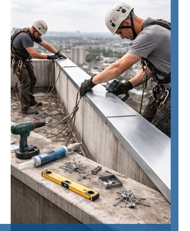 Монтаж парапетных крышек в Калининграде от 809 р. | ВЫСОТНИК-Клн