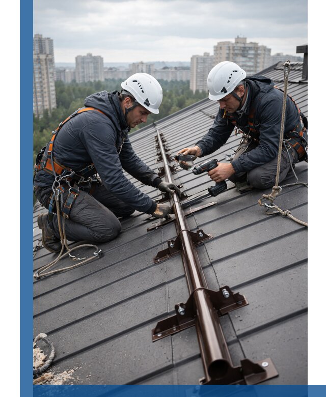 Монтаж снегозадержателей на кровле зданий в Калининграде под ключ