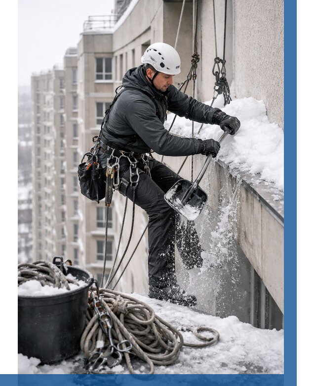 Очистка карнизов от снега в Калининграде от 304 р. | ВЫСОТНИК-Клн