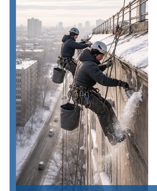 Очистка карнизов от снега в Калининграде профессионально и безопасно