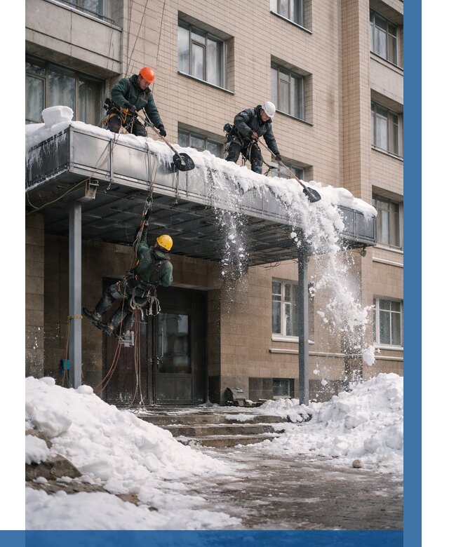 Очистка козырьков от снега в Калининграде от 3541 р. | ВЫСОТНИК-Клн