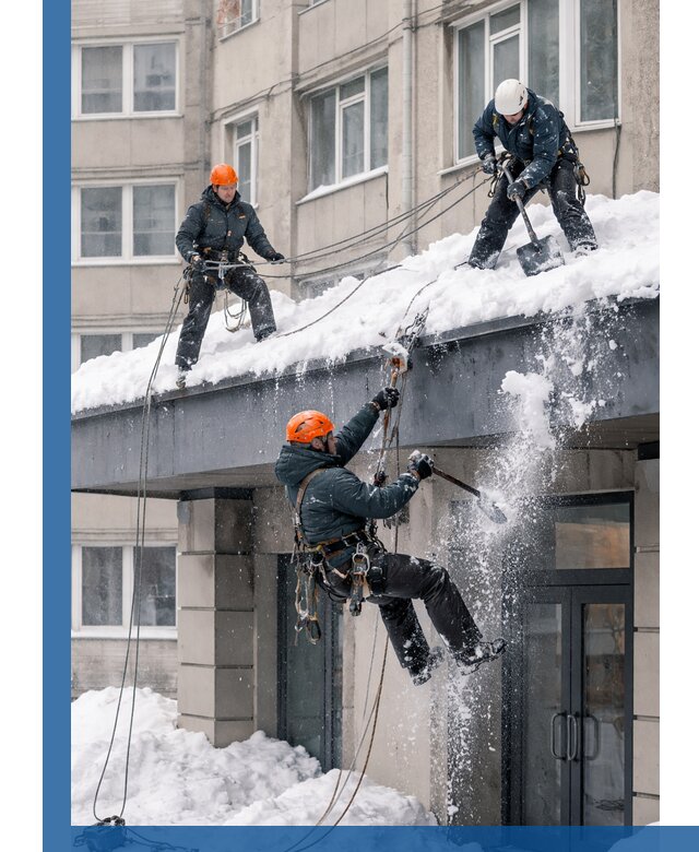 Безопасная очистка навесов от снега в Калининграде круглогодично