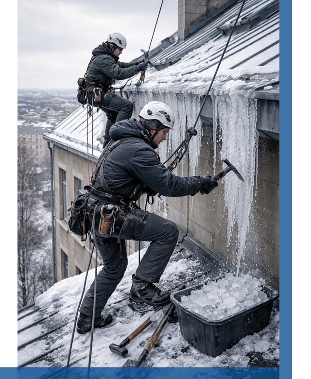 Удаление наледи с кровли в Калининграде от 5565 р. | ВЫСОТНИК-Клн