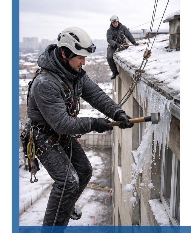 Сбивание и удаление сосулек с крыши в Калининграде безопасно
