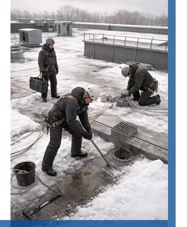 Абонентское обслуживание кровли зимой в Калининграде от 8094 р. | ВЫСОТНИК-Клн