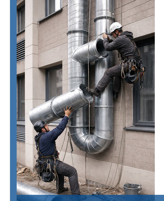 Монтаж фасадных воздуховодов в Калининграде с герметизацией и крепежом