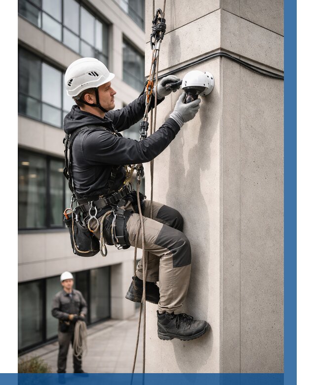 Монтаж камер видеонаблюдения на фасаде в Калининграде от 8600 р.-ВЫСОТНИК-Клн