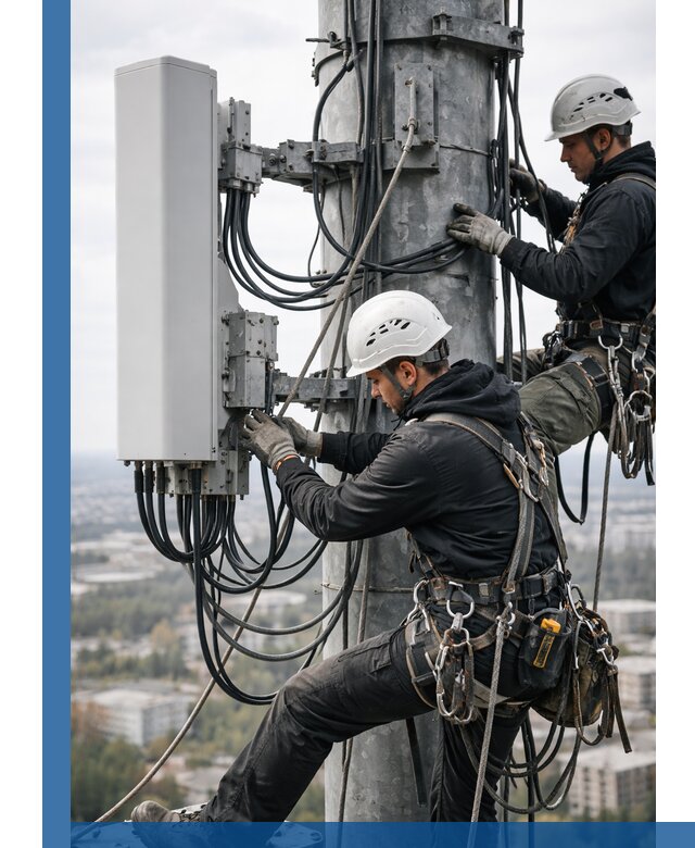 Монтаж оборудования связи на мачте в Калининграде с пусконаладкой