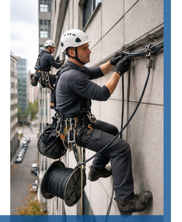 Прокладка кабеля по фасаду в Калининграде от 354 р. | ВЫСОТНИК-Клн