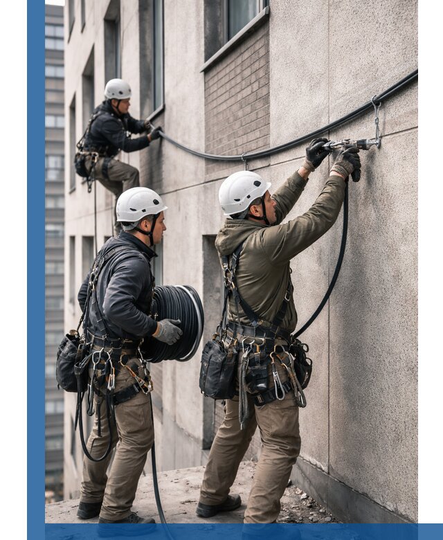 Прокладка кабеля по фасаду в Калининграде, профессиональный монтаж