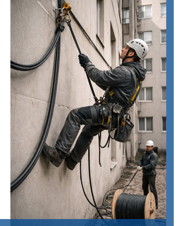 Протяжка кабеля питания на высоте в Калининграде от 455 р. | ВЫСОТНИК-Клн