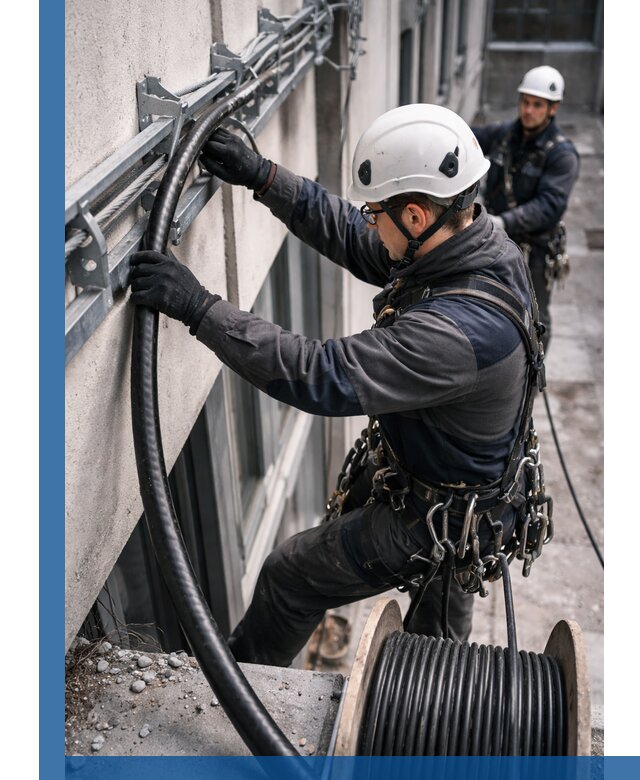 Протяжка кабеля питания на высоте в Калининграде с гарантией безопасности и качества