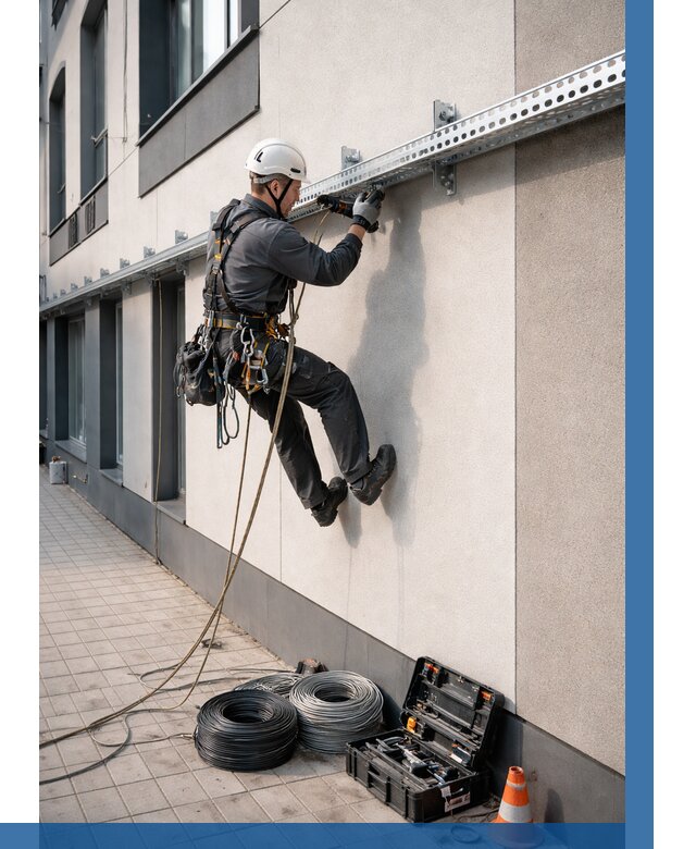 Монтаж кабельных лотков на фасаде в Калининграде от 1214 р. | ВЫСОТНИК-Клн