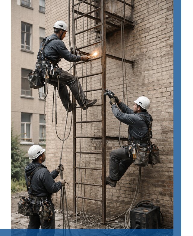 Ремонт пожарной лестницы в Калининграде от 7589 р. | ВЫСОТНИК-Клн