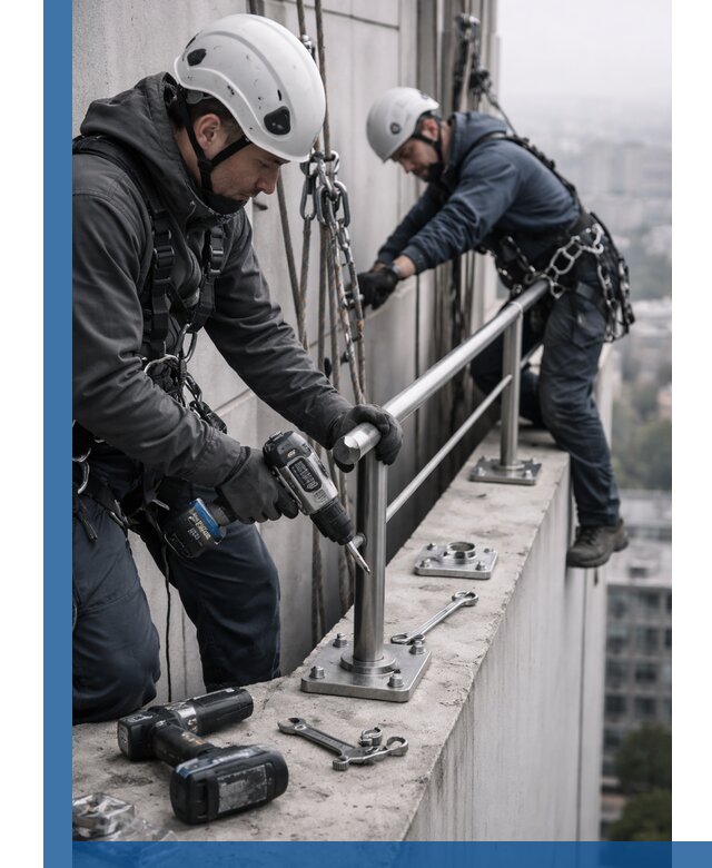 Монтаж перил на высоте в Калининграде для жилых и промобъектов