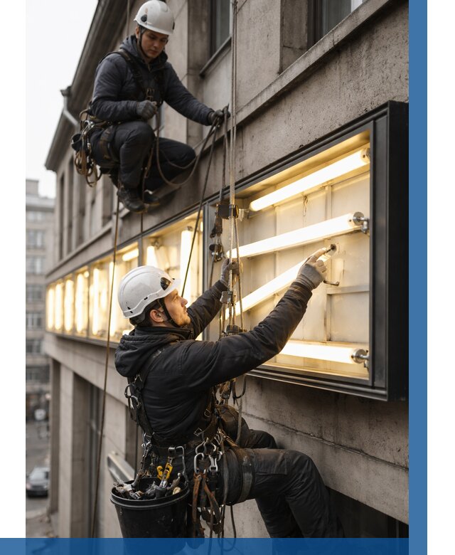 Замена ламп в вывеске в Калининграде под ключ от 3541 р. | ВЫСОТНИК-Клн