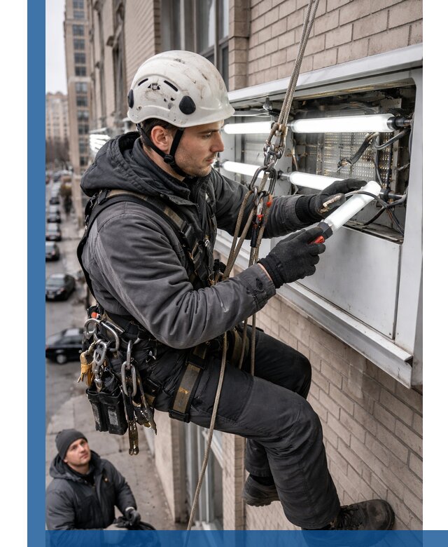 Профессиональная замена ламп в наружной вывеске в Калининграде