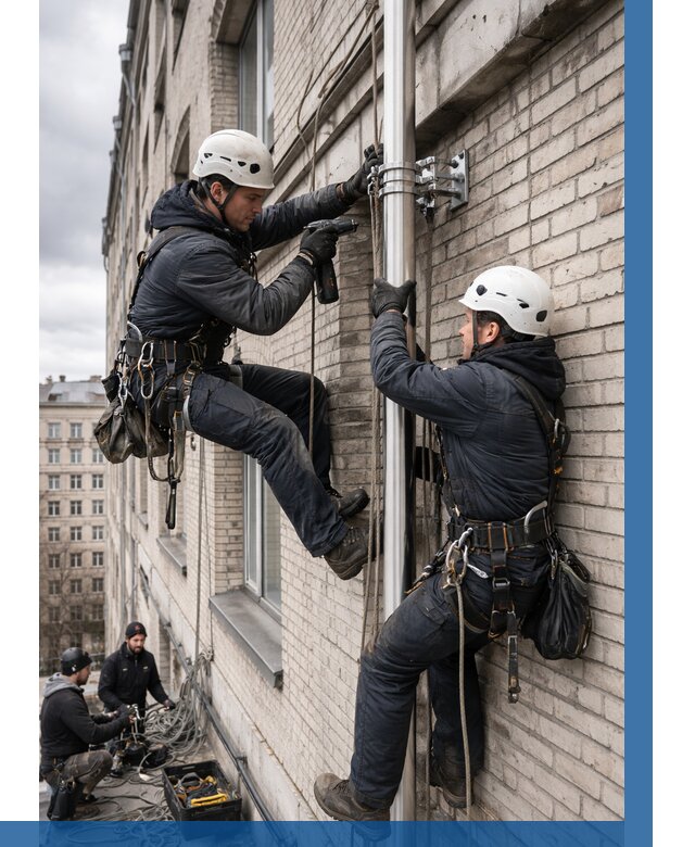 Монтаж флагштока на здании в Калининграде от 6577 р. | ВЫСОТНИК-Клн