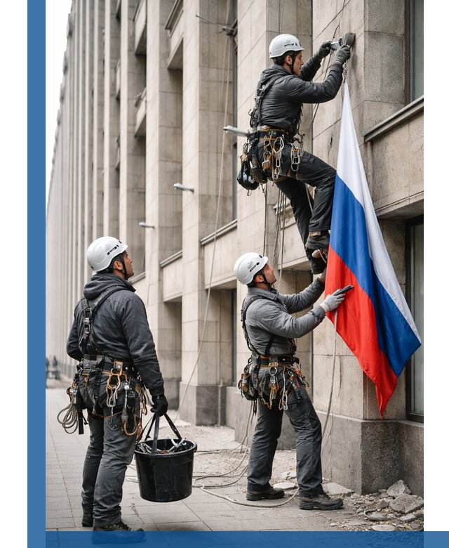 Профессиональная установка флагов на фасаде в Калининграде