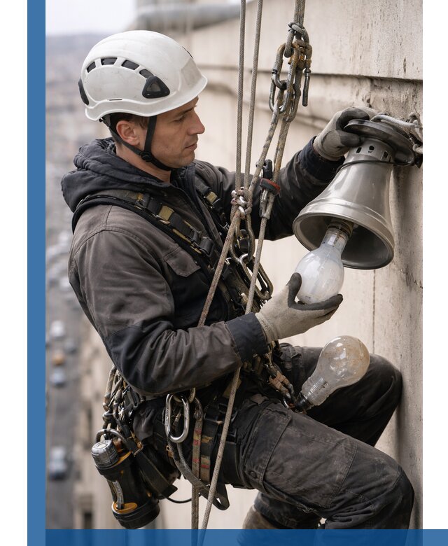 Замена ламп на высоте в Калининграде профессионально и быстро