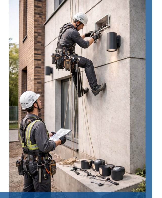 Монтаж фасадного освещения в Калининграде от 2530 р. | ВЫСОТНИК-Клн