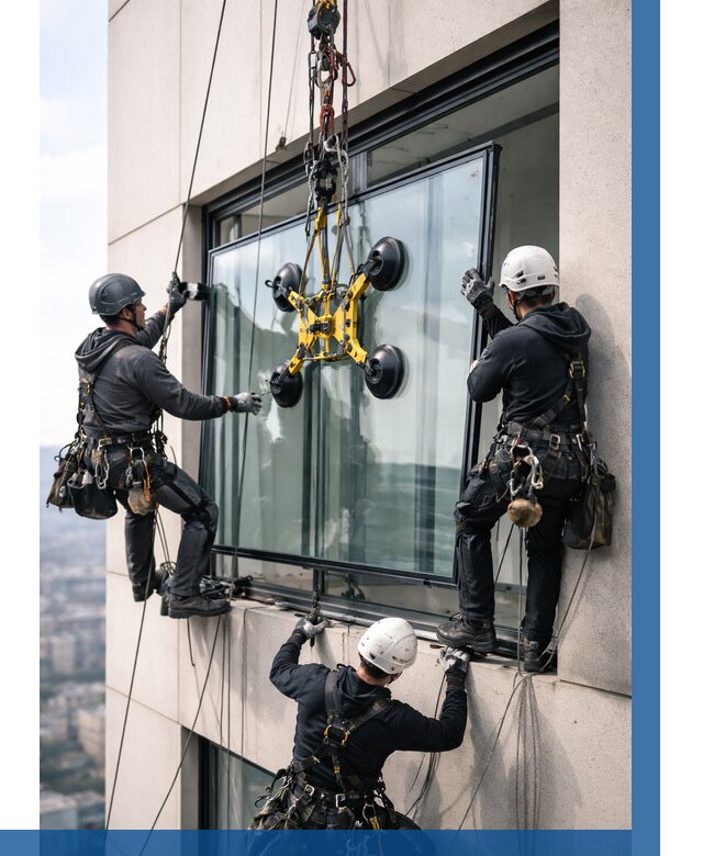 Монтаж стеклопакетов на высоте в Калининграде от 3238 р. | ВЫСОТНИК-Клн