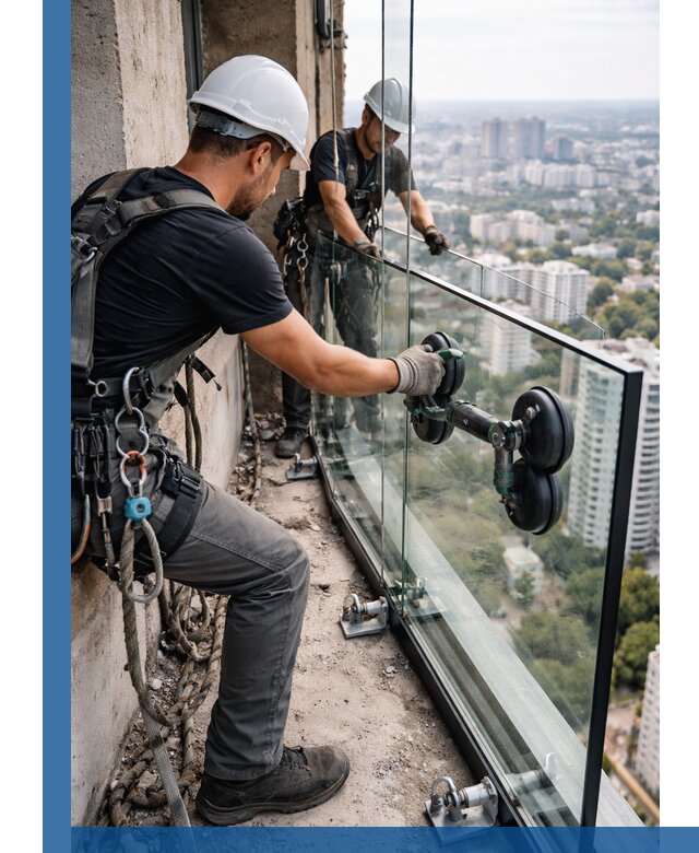 Монтаж стеклянных ограждений под ключ с гарантией в Калининграде