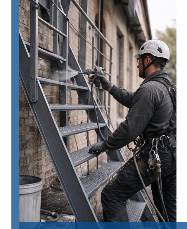 Покраска и антикоррозионная защита пожарных лестниц в Калининграде