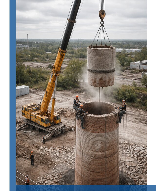 Демонтаж дымовой трубы в Калининграде с гарантиями безопасности