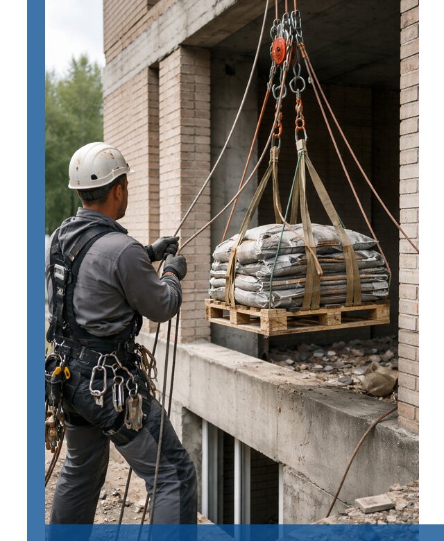 Подъем материалов на этаж веревками в Калининграде оперативно