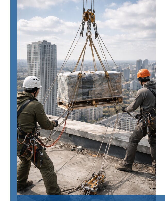 Подъем и монтаж крупногабаритных грузов на крышу в Калининграде