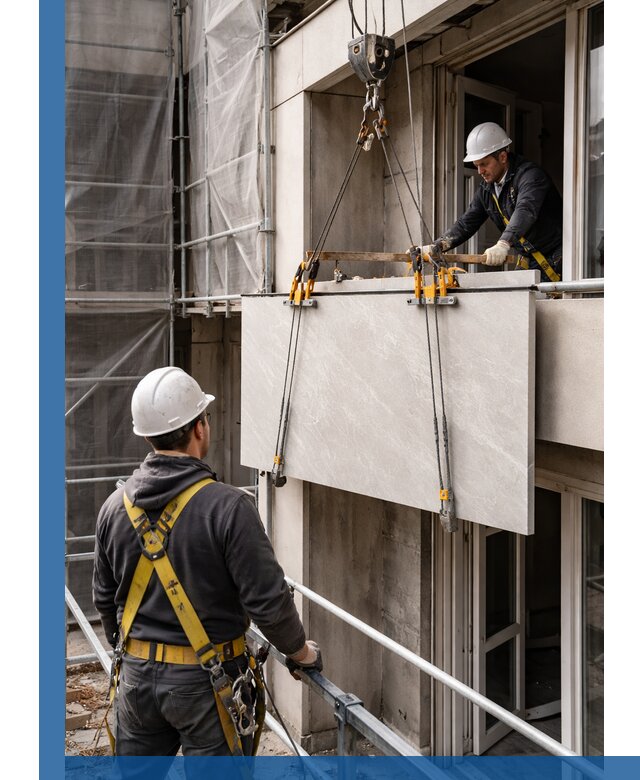 Подъем керамогранита на этаж в Калининграде грузчиками и техникой