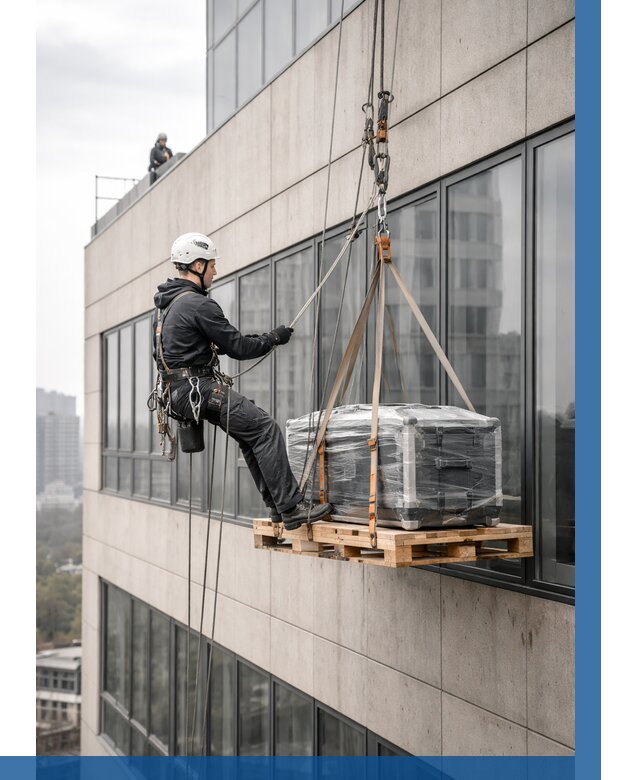 Спуск груза по фасаду в Калининграде от 3541 р. | ВЫСОТНИК-Клн