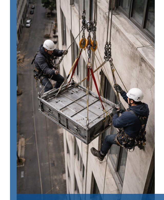 Спуск и подъем грузов по фасаду в Калининграде для зданий