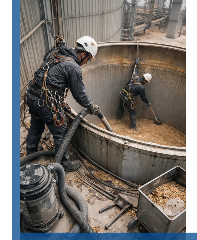 Профессиональная чистка зерновых бункеров в Калининграде с выездом