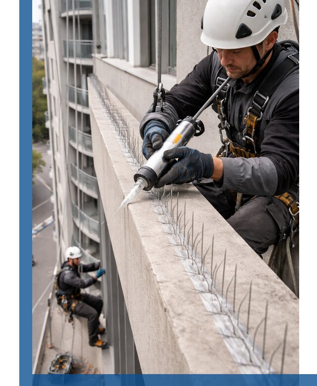 Установка шипов от птиц на фасадах и кровлях в Калининграде